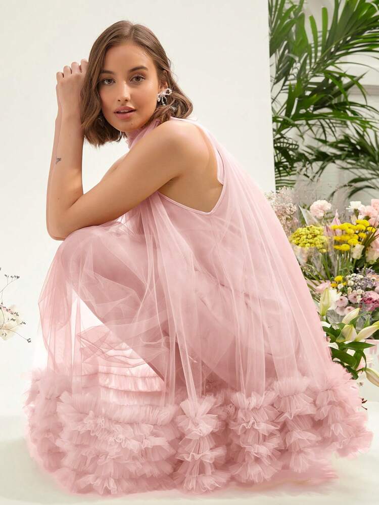 Spring/Summer Romantic Pink Valentine's Day Mesh Mini Dress,Sweet&Elegant For Valentine Day&Birthday&Holiday Party&Sweet Date Night&Prom& Wedding Dress&Graduation Season&Vacation