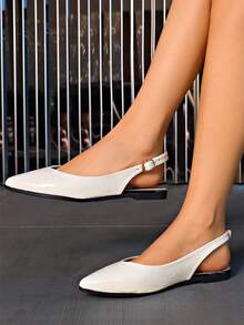 Women's Flat Back Shoes Pointed Toe Sandals - Black - View 3