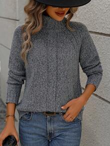 SHEIN Unity Suéter De Manga Raglán - Gris Oscuro - Ver 3