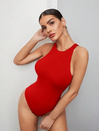 SHEIN BAE Solid Color Bodysuit