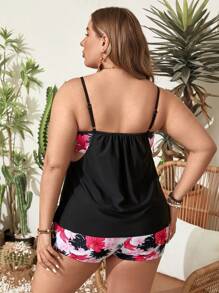 Swim Lushoire 夏季沙灘大尺碼花紋背心泳裝套裝 - 彩色 - 查看 2