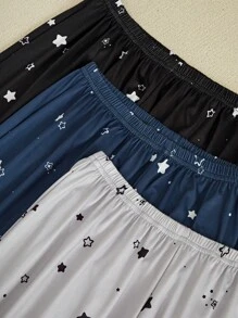 Women's Star Printed Pajama Set, 3pcs - Multicolor - View 4