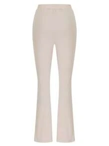 SHEIN Privé Solid Flare Leg Pants - Apricot - View 4