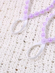Newborn Photography Prop Diy Handmade Pearl Baby Footwear, Newborn Photoshoot Accessories - Purple - View 3