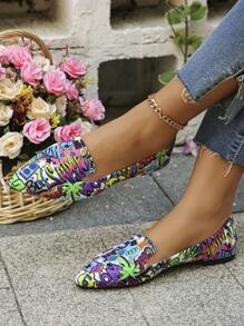 Scarpe piatte con punta affusolata e motivi a colori, nuove comode versatili loafers da guida da esterno per l'autunno, morbida suola in tessuto di moda per lavoro e guida, mocassini con fondo morbido - disegno casuale sulla parte superiore della scarpa - Multicolore - Visualizzare 4