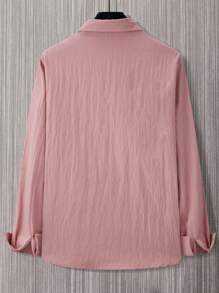 Calvornis Camisa Para Hombre De Manga Larga Abotonada Y De Color Sólido - Rosa - Ver 2