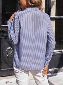 SHEIN Clasi Blau Gestreiftes 2 Stücke Outfit - Aprikosenfarben - Übersicht 2