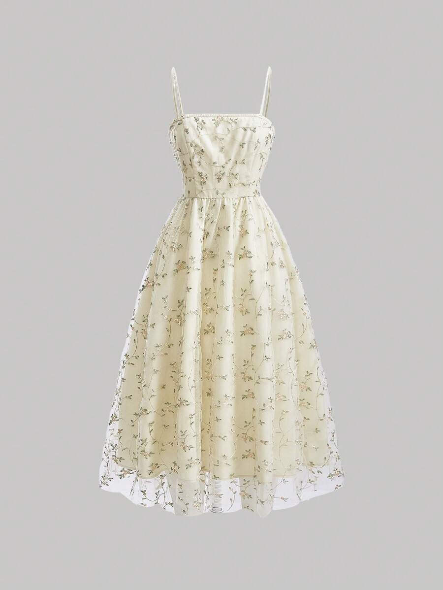 SHEIN MOD 花卉印花細肩帶連衣裙