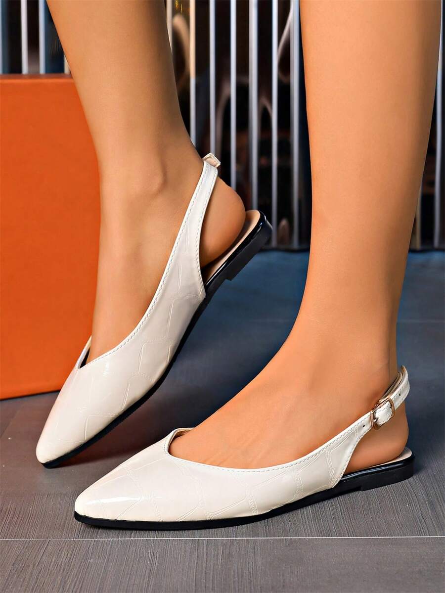 Women's Flat Back Shoes Pointed Toe Sandals - Black - View 1