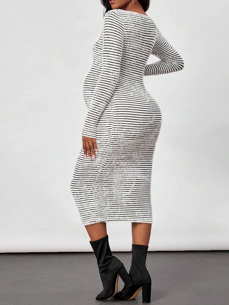Women's Striped Clashing Colour Patchwork Mini Dress, Women's Summer Casual Striped Pleated Bodycon Dress, Sundress,Bodycon Dress,Summer Dresses For Maternity