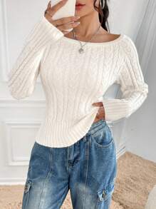 Flirla 露肩粗针织毛衣、长袖上衣