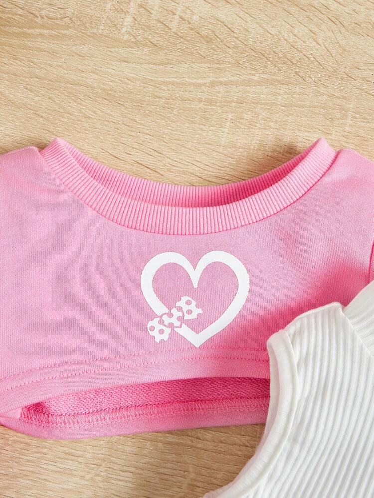 Baby Girl Casual Knitted Sleeveless Vest Short Long-sleeved Sweatshirt Shorts Three-piece Set