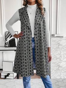 EMERY ROSE Random Printed Vest Jacket - Black - View 3