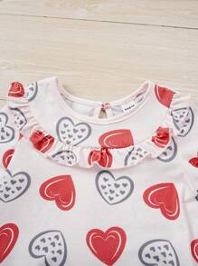 SHEIN Baby Girls' Heart Patterned Homewear 2pcs/set - Multicolor - View 4