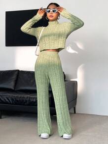 SHEIN Unity 女士休閒毛衣兩件套 - 綠色 - 查看 5