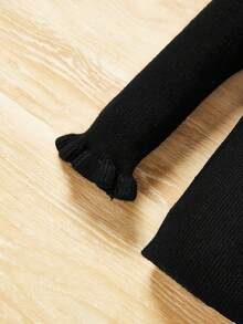 Baby Girls' Long Sleeve Half Turtleneck Sweater - Black - View 5