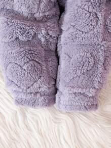 Baby Girl Heart Embossed Plush Hooded Two Piece Set