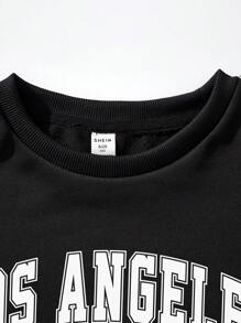 Thiếu niên Cô gái Lá thư In Áo nỉ Và Quần Bộ - màu đen - Xem 3