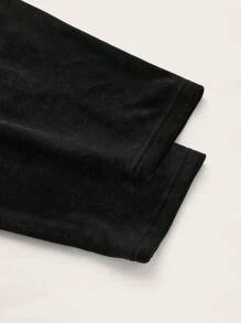 SHEIN Clasi Hơn Surplice cổ Thắt lưng quần ống rộng Nhung Áo liền quần - màu đen - Xem 3