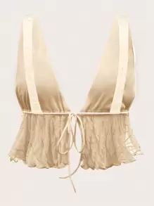 SHEIN ICON Top Corto Atado De Un Solo Color - Caqui - Ver 2