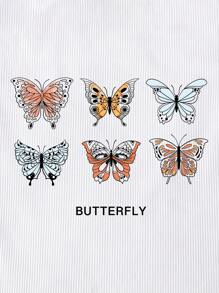 SHEIN EZwear 女士蝴蝶和字母印花背心 - 白色 - 查看 6