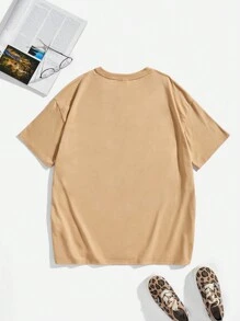 青少年男孩卡通和字母圖案T恤