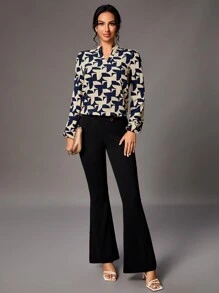 SHEIN Tall 女士印花鉸口領上衣 - 彩色 - 查看 7