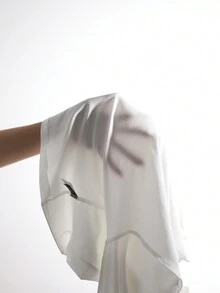 SHEIN Essnce Long Sleeve Stand Collar T-shirt - White - View 7