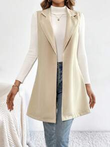 SHEIN Essnce 天鵝絨中長外套 - 杏色 - 查看 3