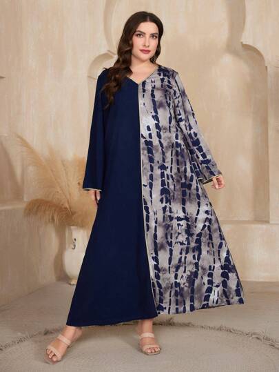 Al Najma 大尺碼女士漸變色長袖連衣裙