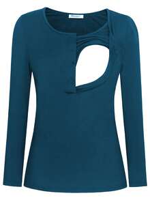 3pcs Maternity Nursing Long Sleeve T-Shirts - Burgundy - View 3