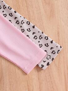 2 件女嬰舒適豹紋羅紋針織 T 卹,秋冬 - 彩色 - 查看 5