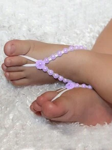 Newborn Photography Prop Diy Handmade Pearl Baby Footwear, Newborn Photoshoot Accessories - Purple - View 1