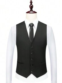Chaleco de traje de unicolor minimalista para hombres, para uso diario