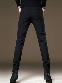Men's Solid Casual Stretch Tapered Trousers