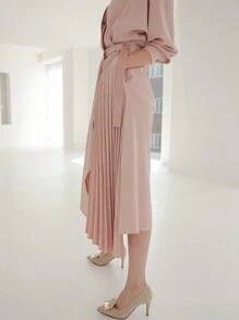 DAZY Women's Batwing Sleeve Dress With Pleated Hem - Pink - View 8
