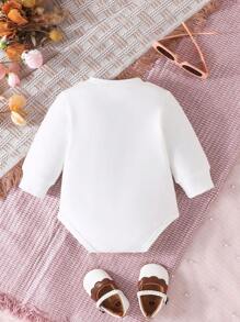 女嬰角色印花蝴蝶結裝飾連身衣 - 白色 - 查看 2