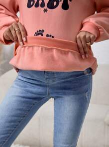 SHEIN Maternity Sweatshirt With Text Print, For Winter - Pink - View 6