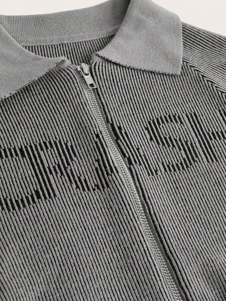Women's Zippered Striped Cardigan With Letter Prints