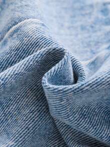 SHEIN 女嬰荷葉邊下擺水洗牛仔裙 - 淺色水洗藍 - 查看 3