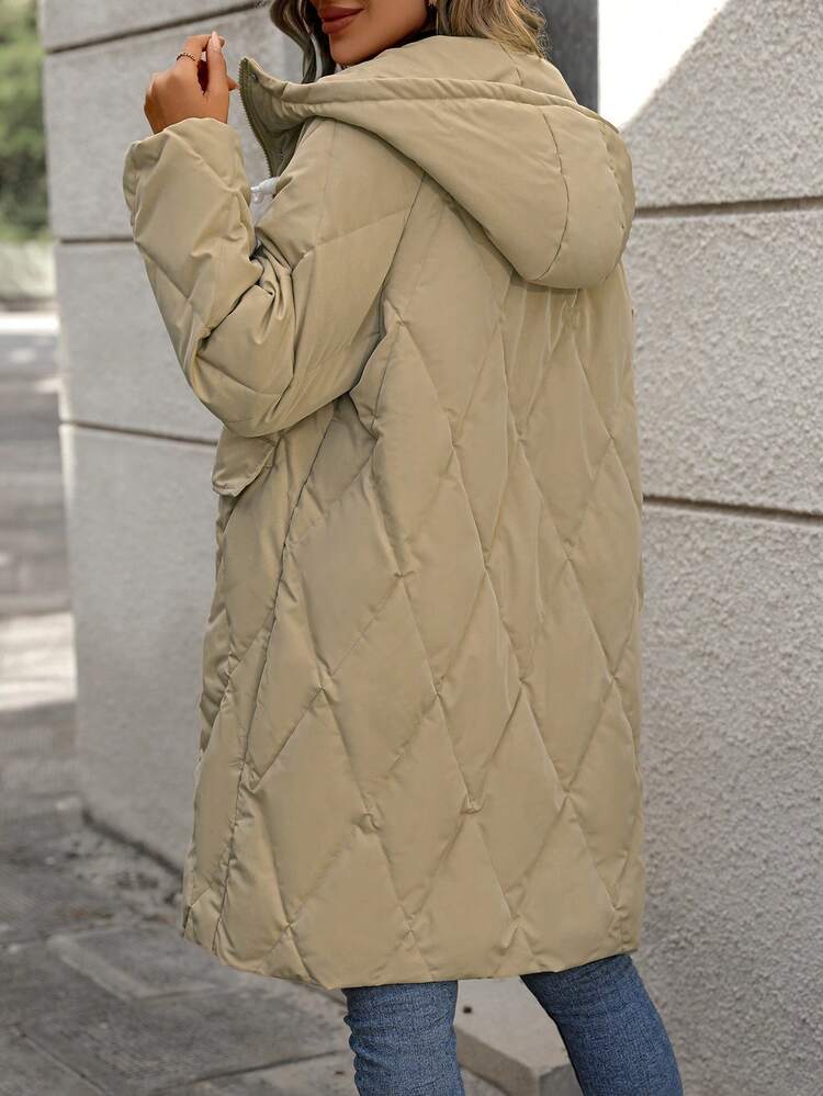 Women's Horn Button Hooded Padded Padded Coat Clothes Winter Fall Cloth For Women