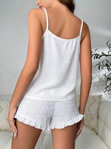 Lullawish Swiss Dot Ruffle Hem PJ Set / Pajama Set White Set