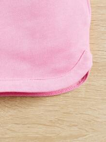 SHEIN Baby Girl Casual Knitted Sleeveless Vest Short Long-sleeved Sweatshirt Shorts Three-piece Set