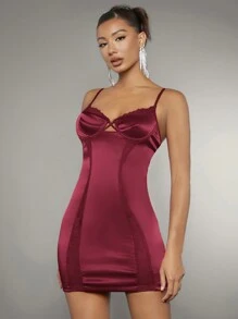 SHEIN BAE Sznurówka Patchwork Dopasowana sukienka na ramiączkach
