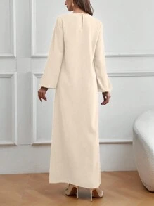 Modelyn 蓬蓬袖女裝連衣裙 - 杏色 - 查看 2