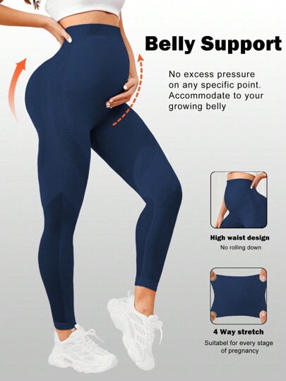 SHEIN Leggings De Grossesse Taille Haute De Couleur Unie