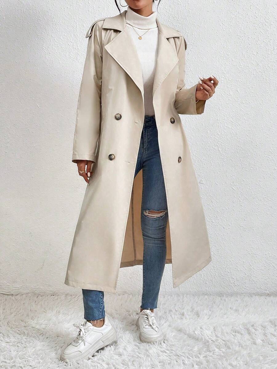 SHEIN LUNE 雙排扣風衣外套