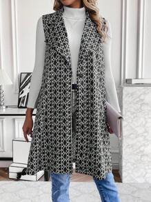 EMERY ROSE Random Printed Vest Jacket - Black - View 1