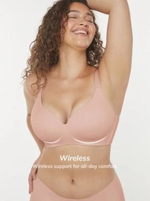 LUVLETTE Dream Curve Support+ Wireless Seamless No Show T-Shirt Bra - Pink - View 4