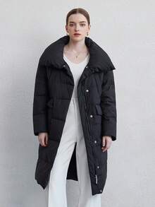 ZIAI Women's Casual Flap Pocket Down Jacket, Winter - Black - View 6